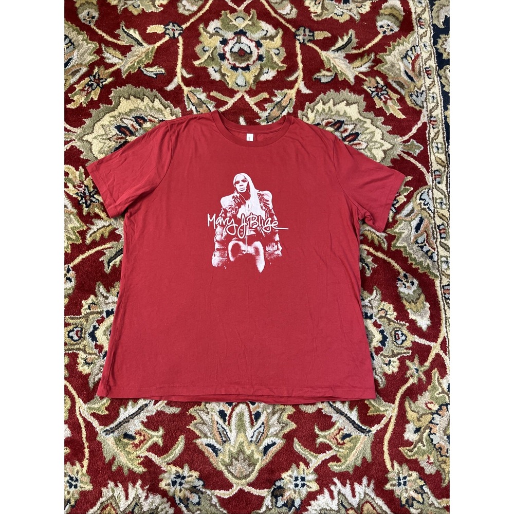 Mary J. Blige T Shirt Size XL Red Short Sleeve Hip Hop Rap Womens Concert Tee